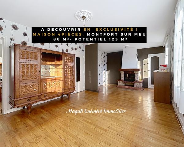 Montfort-sur-Meu (35160) Exclusivité – Maison 3 chambres + combles aménageables – 526 m² de terrain – Montfort-sur-Meu