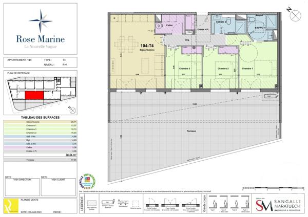 Appartement F4 à vendre  4 pièces - 78,39 m2 PORT LA NOUVELLE - 11