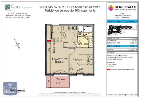 Appartement à louer 2 pièces 40m² Les Sables-d'Olonne (85100)