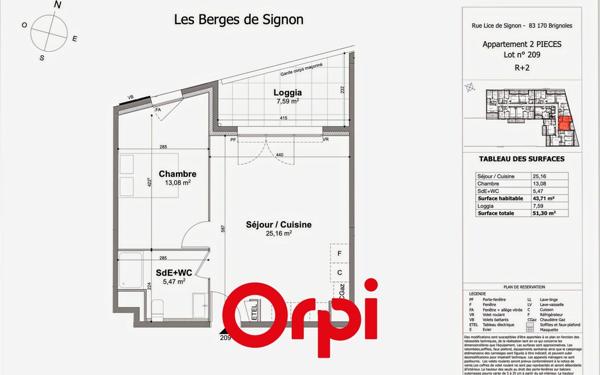 Appartement à vendre    2 pièces • 43,71 m2 Brignoles