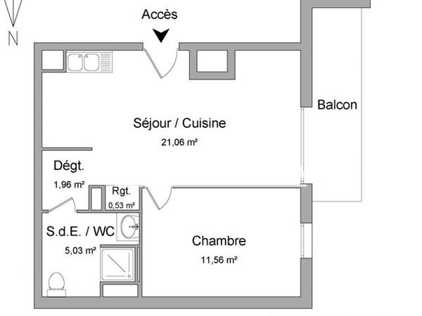 Location Appartement 2 pièces 40.1 m² - 6 RUE JEANNE D'ARC Le Petit Quevilly 76140