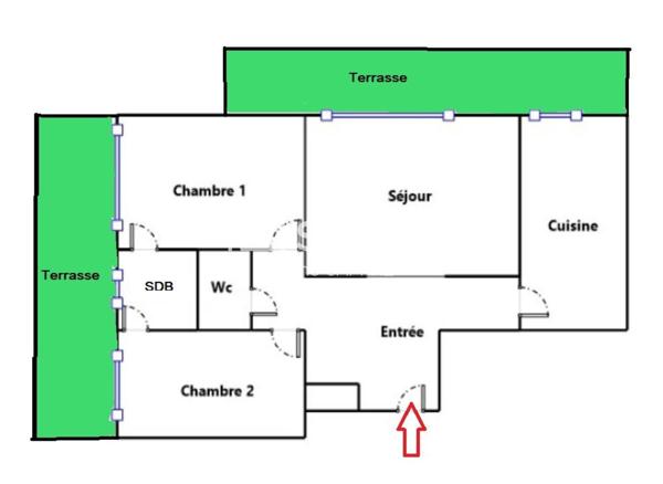 Rueil Malmaison (92500)  Appartement 93m² + 2 terrasses et 2 parkings
