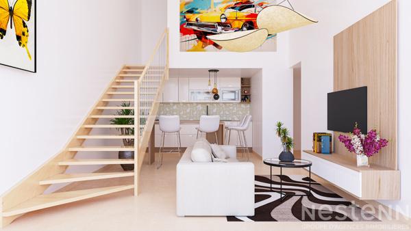 Superbe appartement 3 pièces neuf avec terrasse tropézienne à vendre à Bormes les Mimosas, dernier étage !