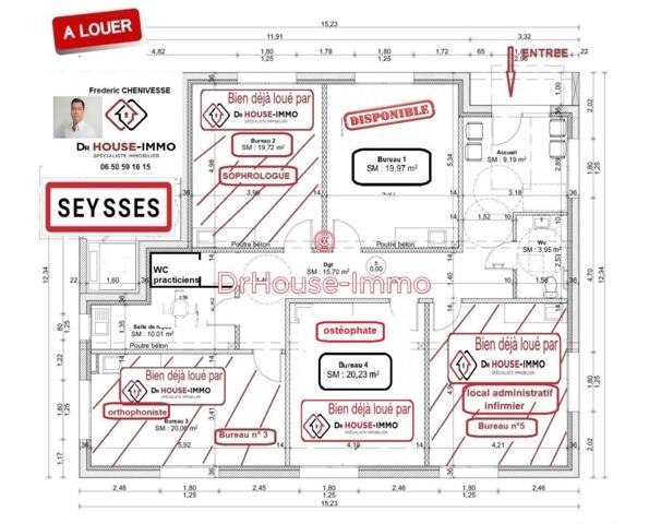 Bureau à louer 1 pièce de 20 m²