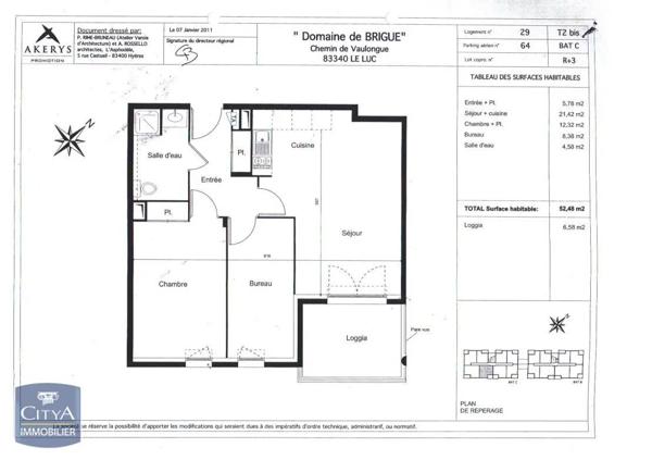 Appartement à louer 3 pièces 52.48m²