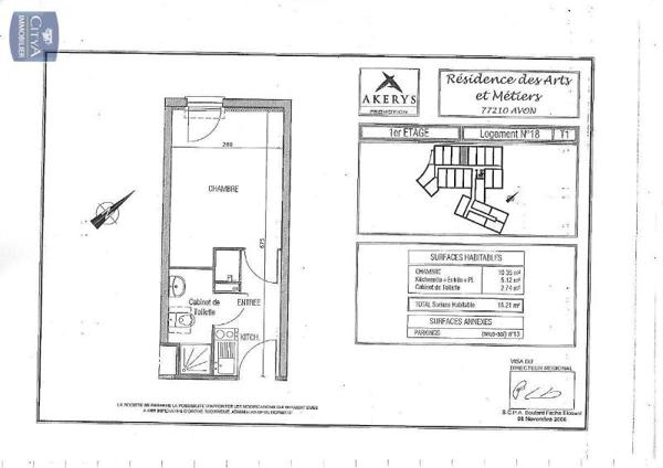 Appartement à louer 1 pièce 18.21m² Avon (77210)