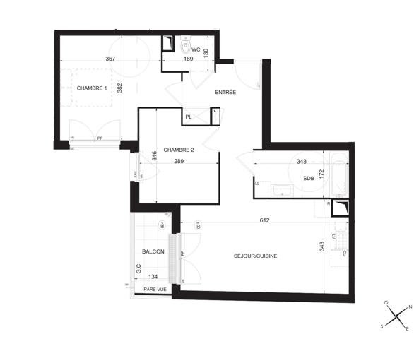 Appartement à vendre 3 pièces avec balcon et parking MOUSSY LE VIEUX (77)