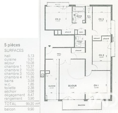 Appartement à vendre 5 pièces 99 m² Courbevoie