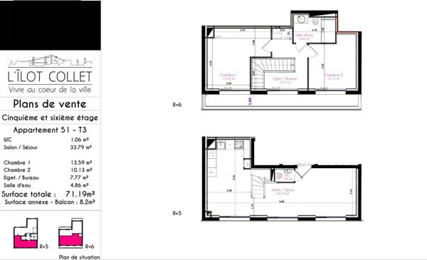 Appartement T3 à vendre  3 pièces - 71,19 m2 BREST - 29