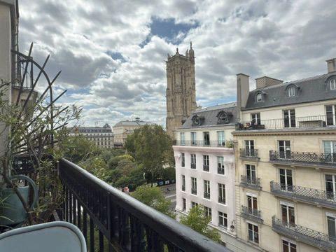 Vente appartement - Paris 4 - vue Tour Saint-Jacques - étage élevé - balcon - lumière