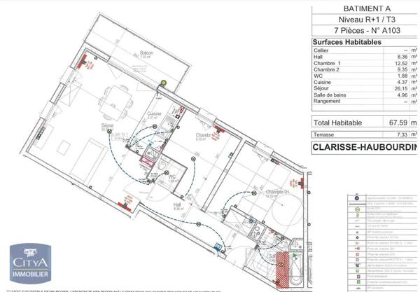 Appartement à louer 3 pièces 67.59m²