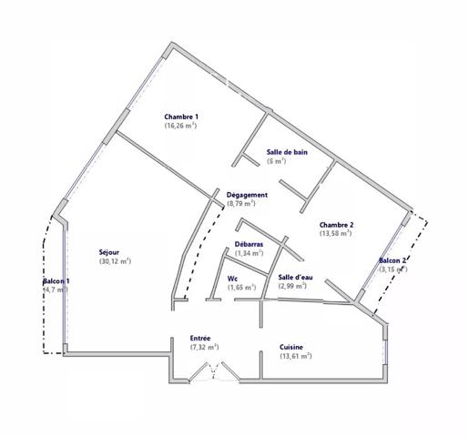 Paris XVI Appartement Paris 4 pièces 101 m2 balcons