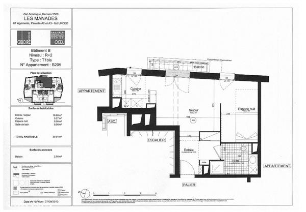 Appartement T2 à louer - 39 m² (réf : 552167)
