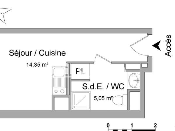 Location Studio meublé 19.4 m² - APPARTEMENT N°A601 Rennes 35000