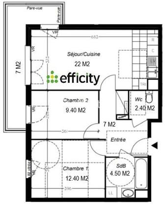 Appartement
         3 pièces
        - 60 m²