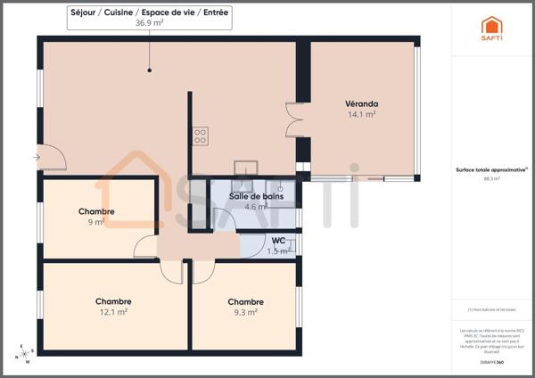 Maison familiale de 88 m² avec jardin – Merignac