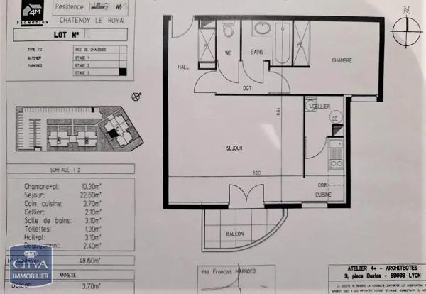 Appartement à vendre 2 pièces Châtenoy-le-Royal (71880)