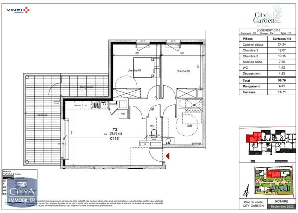 Location appartement Hyères (83400) 3 pièces 59.76m²