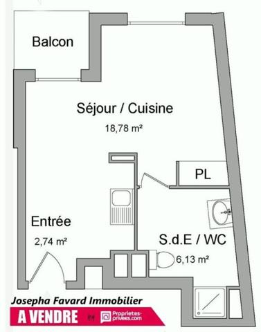 T1  - 28 m² avec balcon et  parking