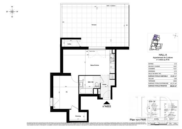 Port Marianne T2 dernier étage - terrasse 40m² !