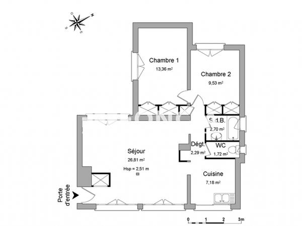 Location Appartement 3 pièces 63.59 m² - 36 BIS RUE PASTEUR Rochefort 17300