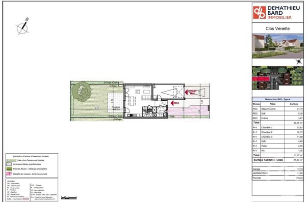 Maison à vendre  4 pièces - 87,59 m2 VENETTE - 60