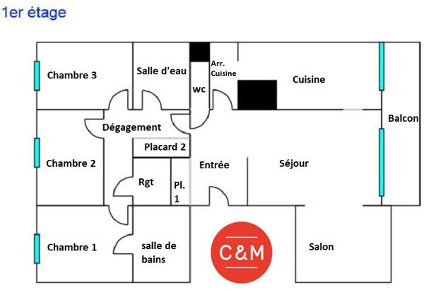 44400 Rezé REZE 8 MAI - Appartement 5 pièces 103 m²