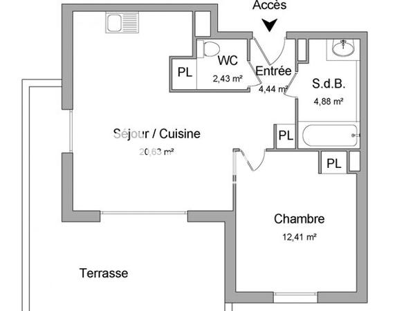 Location Appartement 2 pièces 44.79 m² - 21 CHEMIN DU VIEUX MOULIN Le Cannet 06110