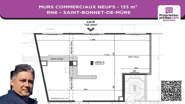 MURS COMMERCIAUX NEUFS 133 m² - RN6 SAINT-BONNET-DE-MÛRE