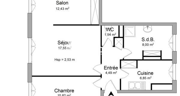 Location Appartement 3 pièces 61.68 m² - La Rochelle 17000