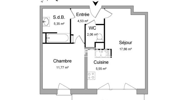 Location Appartement 2 pièces 46.92 m² - Loos 59120