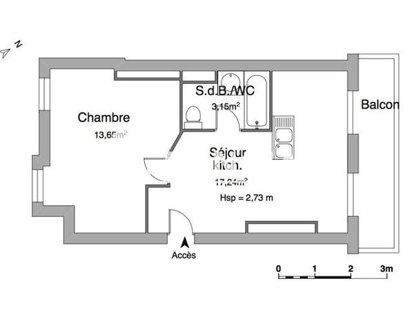 Location Appartement 2 pièces 34.04 m² - 62 RUE D'AIGUILLON Brest 29200