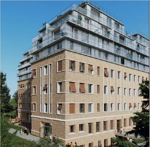 Studio neuf à vendre PARIS 14e, surface habitable 25.50 m2 + jardin d'hiver 9 m2 + terrasse 13.80 m2.