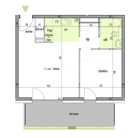 Appartement 2 pièce(s) 1 chambre(s) 47 m²