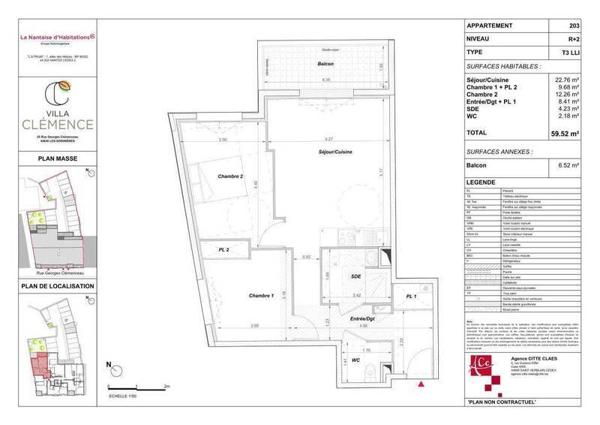 Appartement 3 pièces                                        - 44840 Les Sorinières Réf : 12174