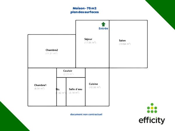 Maison 3 pièces - 75 m²