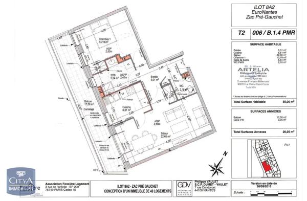 Appartement à louer 2 pièces 55.38m² Nantes (44000)