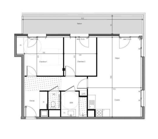 Appartement 3 pièces                                        - 44470 Carquefou Réf : 12562