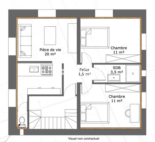 Appartement 3 pièces - 48 m²