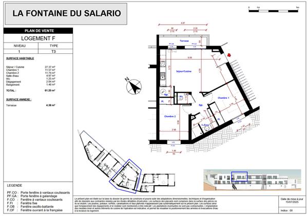 Appartement 3 pièces 61.2 m2