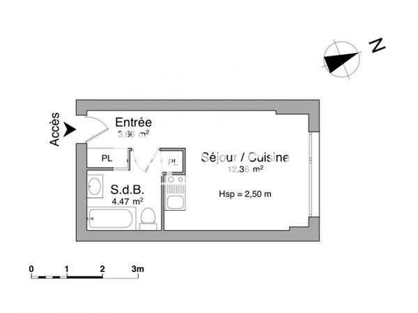 Location Studio 20.49 m² - 2 Avenue Armand BOUVIER Nantes 44000