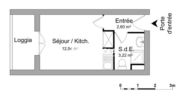 Location Studio 18.36 m² - Marseille 13005