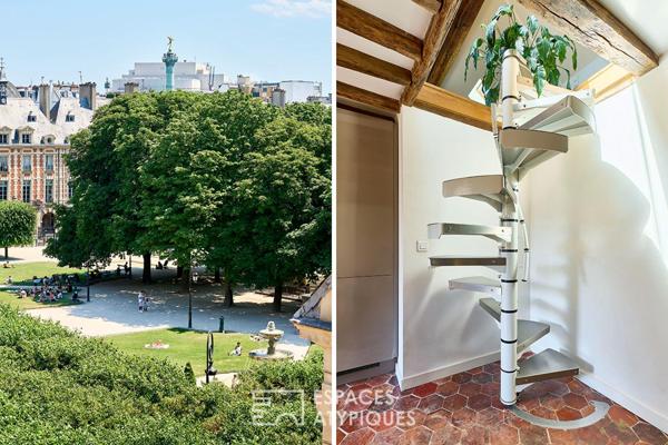 Duplex en dernier étage avec vue sur la Place des Vosges