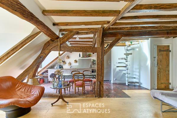 Duplex en dernier étage avec vue sur la Place des Vosges