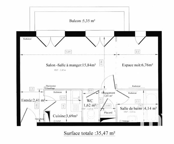 Appartement 1 pièce de 36 m² à Saint-Germain-lès-Corbeil (91250)