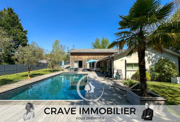 Le Pian-Médoc (33290) VILLA ATYPIQUE T6 - SALON CATHEDRALE - 4 CHAMBRES - 1 BUREAU - PISCINE XL - CARPORT