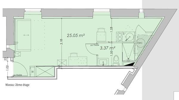 Appartement LYON 27.19 m²