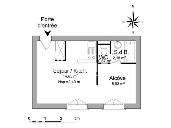 Location Studio 23.83 m² - LE CLOS DES MARAICHERS - 45 RUE DU HAUT DES SABLES Poitiers 86000