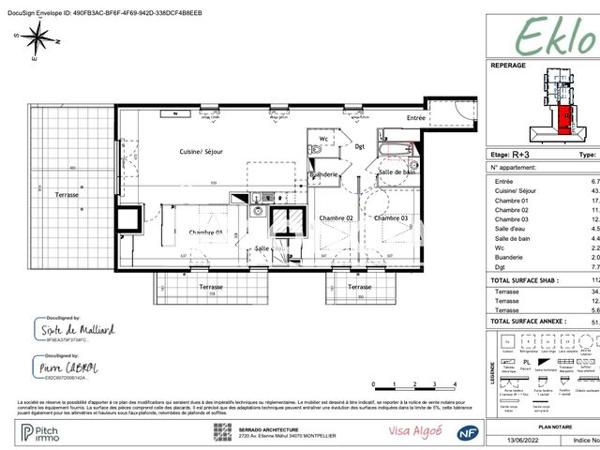 Location Appartement 4 pièces 112.6 m² - 90 CHEMIN DU MAS DE TESTE Nimes 30000