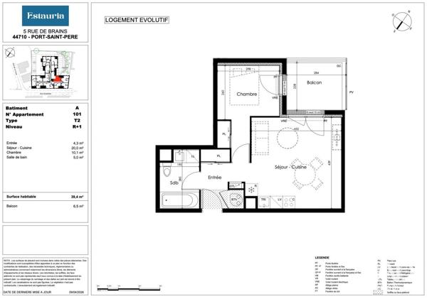Appartement à vendre 2 pièces 39 m² Port-Saint-Père